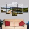 Mountain Lake Highway - Nature 5 Panel Canvas Art Wall Decor