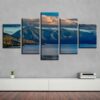 Mountain Lake White Cloud - Nature 5 Panel Canvas Art Wall Decor
