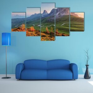 Mountain Landscape With Dolomites - Nature 5 Panel Canvas Art Wall Decor