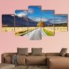 Mountain Landscape With Road In New Zealand - Nature 5 Panel Canvas Art Wall Decor