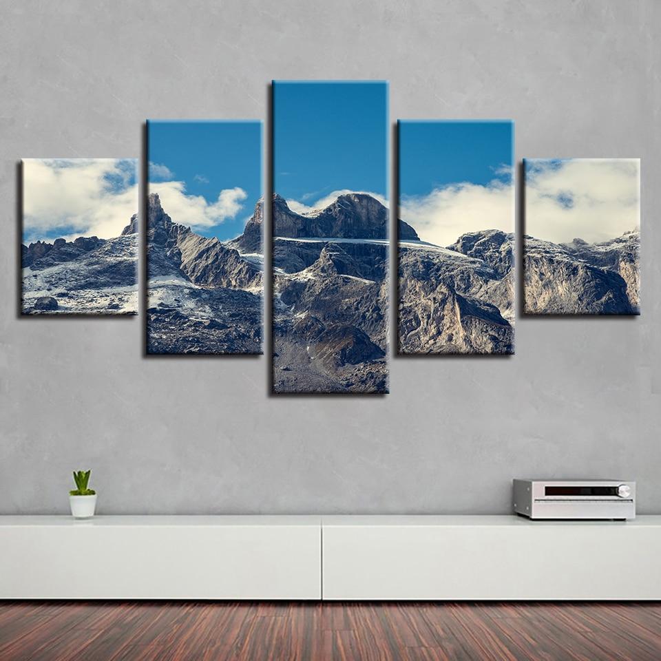 Mountain Peaks - Nature 5 Panel Canvas Art Wall Decor Mountain Peaks - Nature 5 Panel Canvas Art Wall Decor