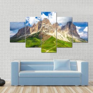 Mountain Range Landscape - Nature 5 Panel Canvas Art Wall Decor