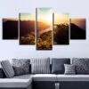 Mountain River Sunset 2 - Nature 5 Panel Canvas Art Wall Decor