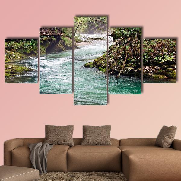 Mountain River - Nature 5 Panel Canvas Art Wall Decor Mountain River - Nature 5 Panel Canvas Art Wall Decor