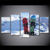 Mountain Skiing Painting Snowboard - Sport 5 Panel Canvas Art Wall Decor