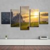 Mountain Sunshine - Nature 5 Panel Canvas Art Wall Decor