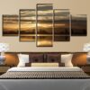 Mountain Tree Lake Beautiful Sunshine - Nature 5 Panel Canvas Art Wall Decor