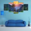 Mountain Valleys Golden Evening Light - Nature 5 Panel Canvas Art Wall Decor