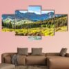 Mountain Vista With Slate River In Foreground - Nature 5 Panel Canvas Art Wall Decor