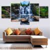 Mountain Waterfall 04 - Nature 5 Panel Canvas Art Wall Decor