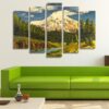 Mountain With Snow Oil - Nature 5 Panel Canvas Art Wall Decor