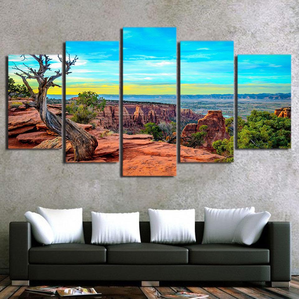 Mountain sunset 01 - Nature 5 Panel Canvas Art Wall Decor Mountain sunset 01 - Nature 5 Panel Canvas Art Wall Decor
