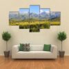 Mountains And Green Fields - Nature 5 Panel Canvas Art Wall Decor