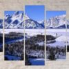 Mountains Forest Winter Snow Landscapes - Nature 5 Panel Canvas Art Wall Decor