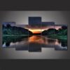 Mountains Lake Sunset - Nature 5 Panel Canvas Art Wall Decor