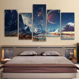 Mountains Space 01 - Nature 5 Panel Canvas Art Wall Decor
