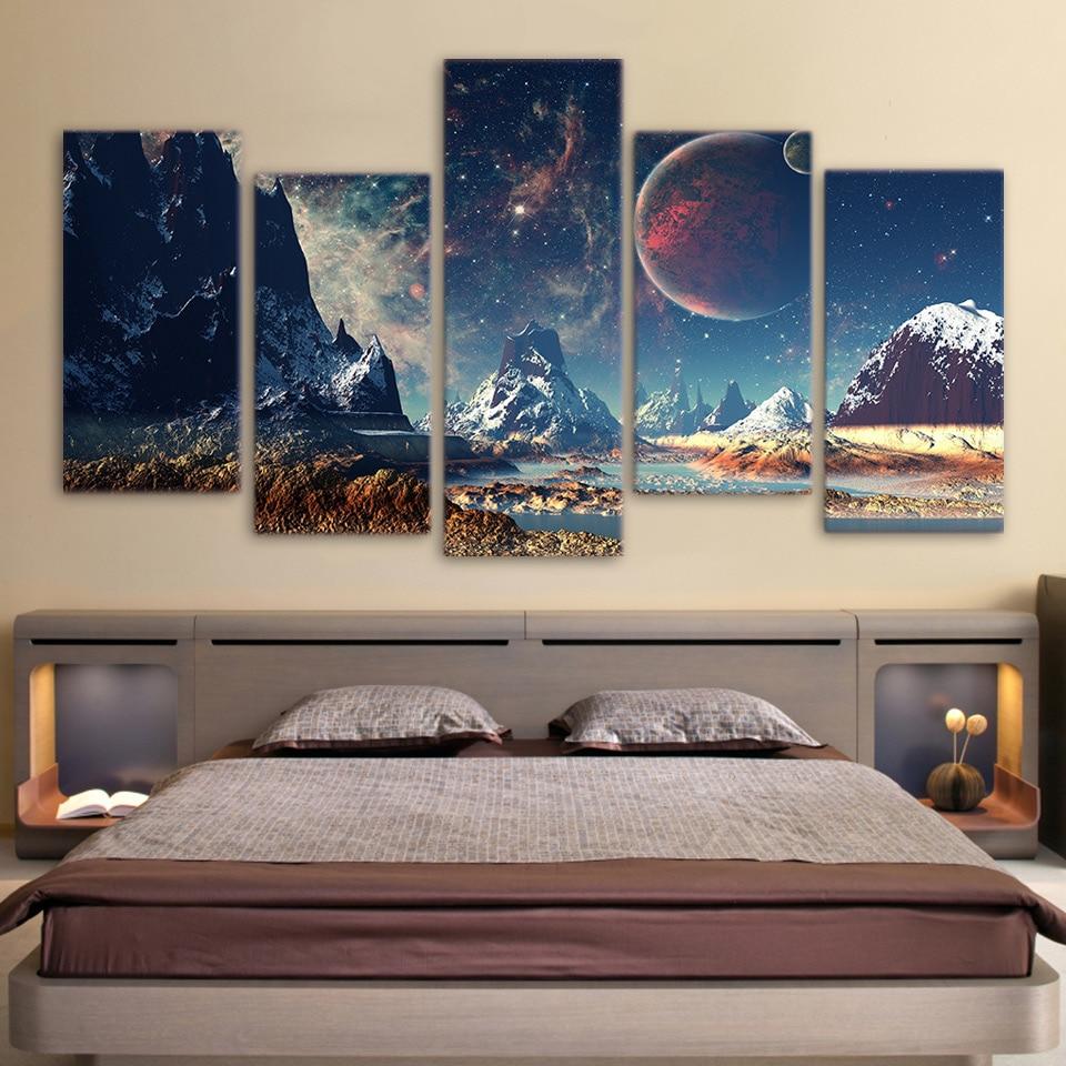 Mountains Space 01 - Nature 5 Panel Canvas Art Wall Decor Mountains Space 01 - Nature 5 Panel Canvas Art Wall Decor