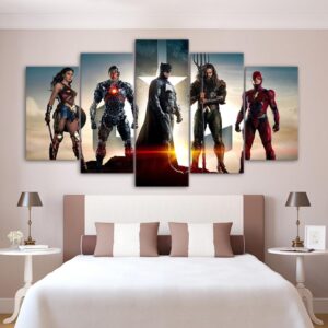 Movie Poster Justice League 01 - Movie 5 Panel Canvas Art Wall Decor