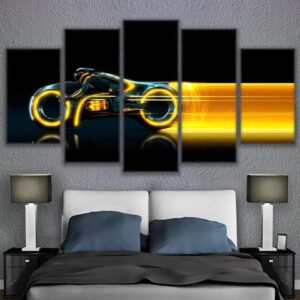 Movie Tron Motorcycle - Movie 5 Panel Canvas Art Wall Decor