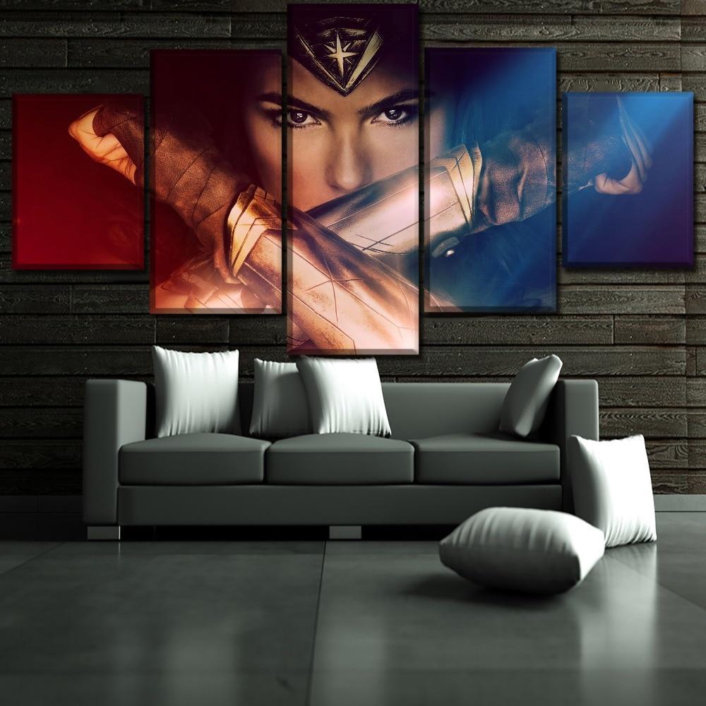 Movie Wonder Woman Poster DC - 5 Panel Canvas Art Wall Decor Movie Wonder Woman Poster DC - 5 Panel Canvas Art Wall Decor