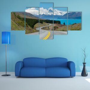 Mt.Cook South Island In New Zealand - Nature 5 Panel Canvas Art Wall Decor