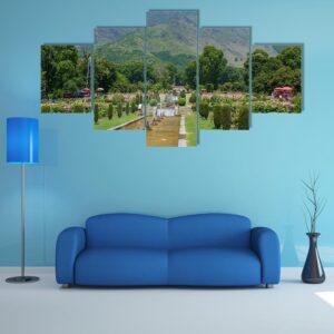 Mughal Garden In Srinagar - Nature 5 Panel Canvas Art Wall Decor