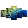 Multi-Color Buddha Lotus Buddhism - Abstract Religion 5 Panel Canvas Art Wall Decor