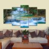 Multi-layered waterfall - Nature 5 Panel Canvas Art Wall Decor