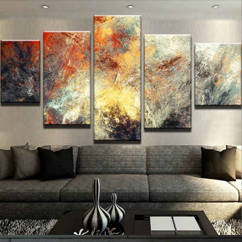 Multicolor Fractal - Abstract 5 Panel Canvas Art Wall Decor Multicolor Fractal - Abstract 5 Panel Canvas Art Wall Decor