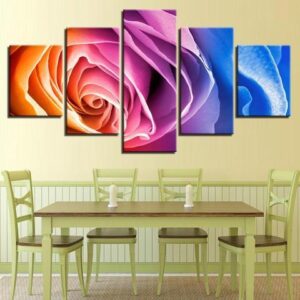 Multicolored Rose - Nature 5 Panel Canvas Art Wall Decor