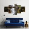 Multnomah Falls In Oregon - Nature 5 Panel Canvas Art Wall Decor