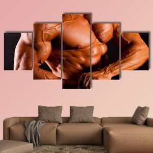Muscular Man Top Body Studio Shot - Sport 5 Panel Canvas Art Wall Decor