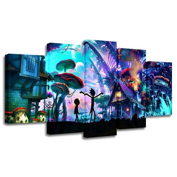 Mushroom House Rick And Morty - Cartoon 5 Panel Canvas Art Wall Decor Mushroom House Rick And Morty - Cartoon 5 Panel Canvas Art Wall Decor