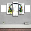 Music Color Earphone - Music 5 Panel Canvas Art Wall Decor