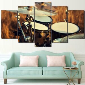 Music Drum Musical Instruments 1 - Music 5 Panel Canvas Art Wall Decor