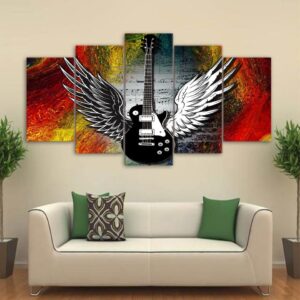 Music Guitar 10 - Music 5 Panel Canvas Art Wall Decor