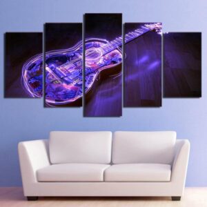 Music Guitar Artwork - Music 5 Panel Canvas Art Wall Decor