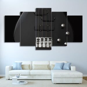 Music Guitar Black - Music 5 Panel Canvas Art Wall Decor