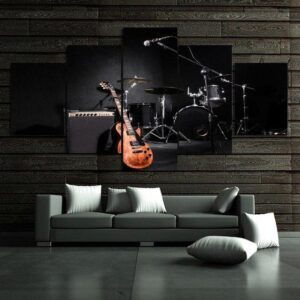 Music Guitar Drum Instruments Hd - Music 5 Panel Canvas Art Wall Decor