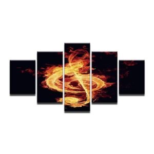 Music Musical Note Modern - Music 5 Panel Canvas Art Wall Decor