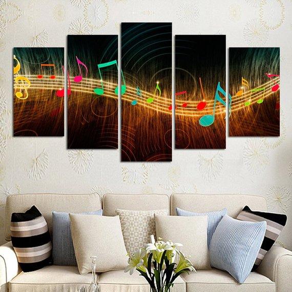 Music Notes - Music 5 Panel Canvas Art Wall Decor Music Notes - Music 5 Panel Canvas Art Wall Decor