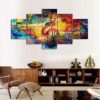 Music On Wood - Muisc 5 Panel Canvas Art Wall Decor