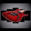 Music Red Electric Guitar - Music 5 Panel Canvas Art Wall Decor