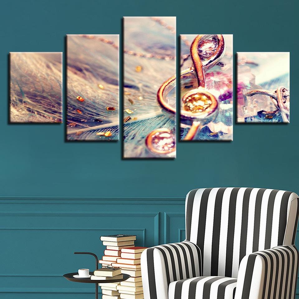 Music Symbol - Music 5 Panel Canvas Art Wall Decor Music Symbol - Music 5 Panel Canvas Art Wall Decor
