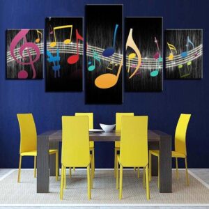 Music Symbols Colorful - Music 5 Panel Canvas Art Wall Decor