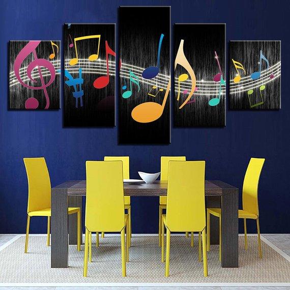 Music Symbols Colorful - Music 5 Panel Canvas Art Wall Decor Music Symbols Colorful - Music 5 Panel Canvas Art Wall Decor