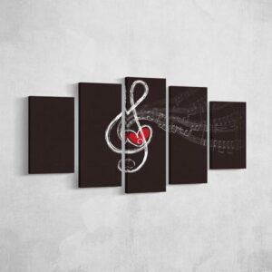 Music To My Heart - Music 5 Panel Canvas Art Wall Decor