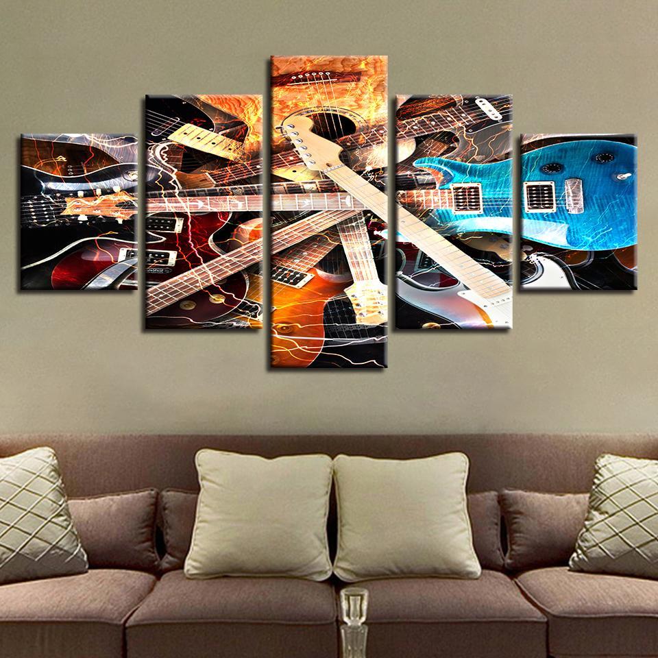 Musical Instruments Guitar - Music 5 Panel Canvas Art Wall Decor Musical Instruments Guitar - Music 5 Panel Canvas Art Wall Decor