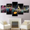 Musical Notes 2 - Music 5 Panel Canvas Art Wall Decor