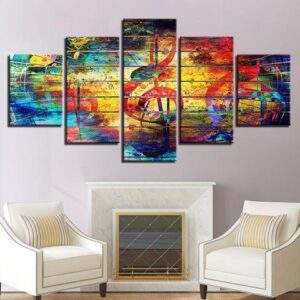 Musical Notes - Music 5 Panel Canvas Art Wall Decor